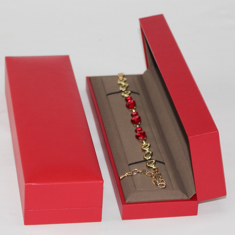 Exquisite Schmuckverpackung kundenspezifische hochwertige rote Schmuck Halskette&Armband Box mit Schwammschaum, die Größe ist 243*65*40mm