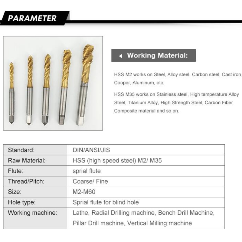 Gewindebohrer für Edelstahl: M8 HSS COBALT hss Spiralflötengewindebohrer für Edelstahl