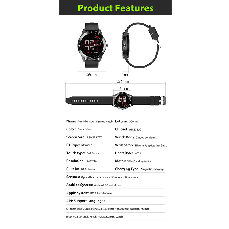Muliti-funktionale Smart-Uhr S11 Zink-Legierung Material