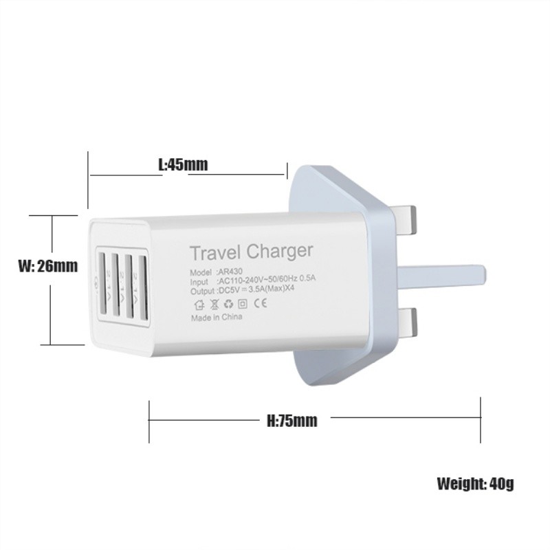 Plug fast 3.0 18W 4 2.1A Port USB Wall Charger AC Travel Charger Adapter portable charger usb multi charger