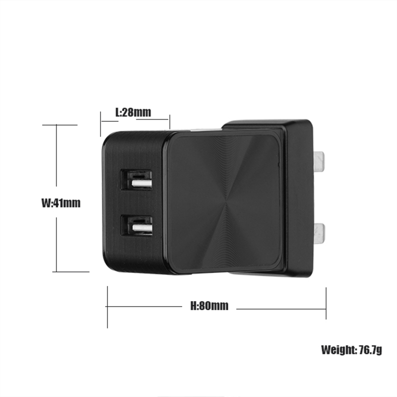 FCC .CE Handy-Schnellladegerät Universaladapter 2 USB-Anschlüsse Reiseladegerät Tragbares Ladegerät Werks-OEM