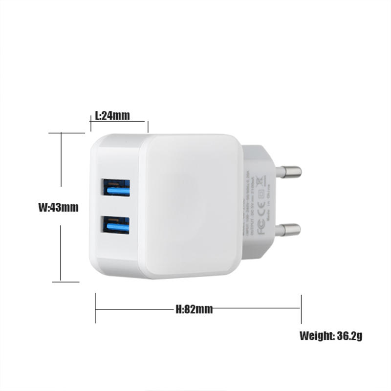 Handy-Schnellladegerät Universaladapter 2 USB-Anschlüsse Universelles Multi-Travel-Ladegerät Tragbare Ladung