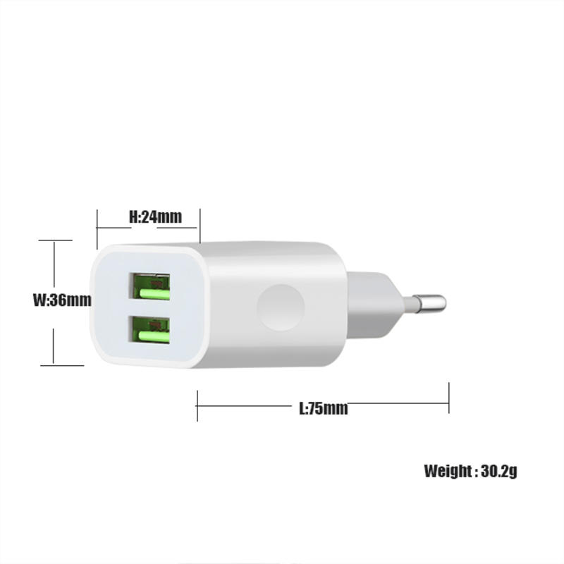 Tragbares Dual-Port-USB-Wandladegerät für EU / USA USB-Ladegeräte mit mehreren Anschlüssen OEM / ODM