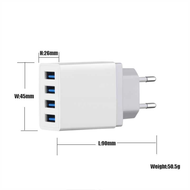 4 Anschlüsse USB Wall Travel Ladegerät Adapter Schnelles Handy-Ladegerät Multi-Port-USB-Ladegeräte