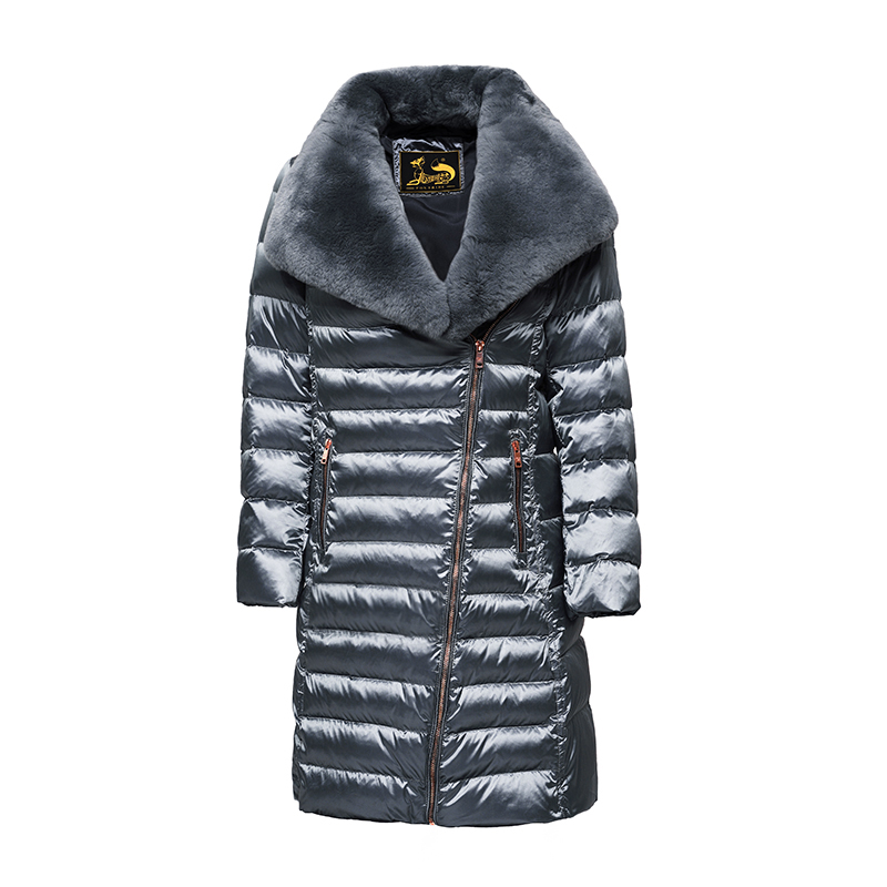 Damen lange warme Jacke mit abnehmbarem weichem Fell