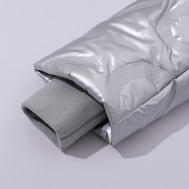 Damen Briefe geprägt Metallic Stoff langen warmen Mantel