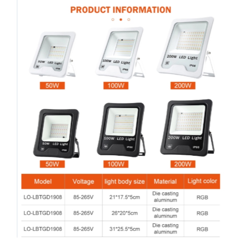 Aluminium ip66 50w 100w 200w LED Flutlicht