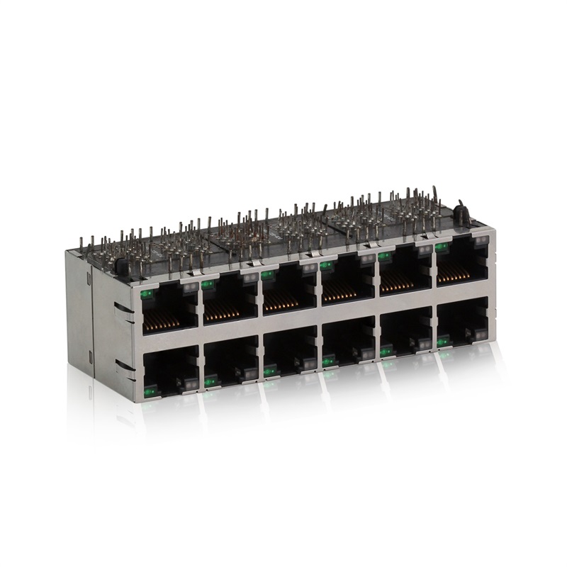 RJ45,2X6 (Filter), LED, Abschirmgehäuse