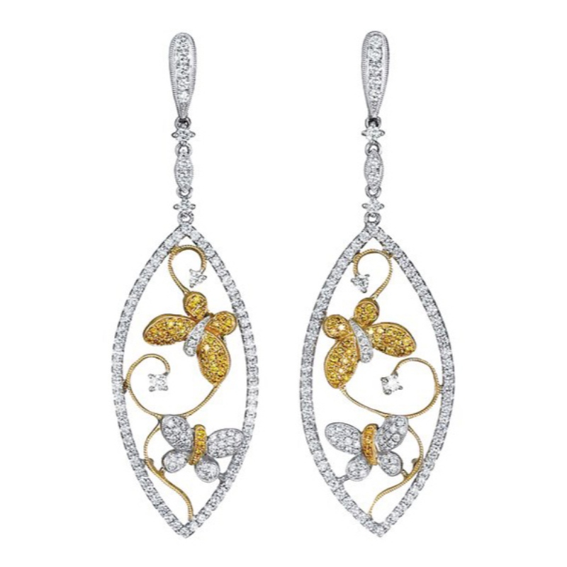 Womens leaf frame unique Schmetterlings Anhänger Ohrringe Schmetterlingsflügel Diamant-Gestützte Mode Insektenhängel Ohrringe für Sommer Hochzeit Geburtstagsgeschenke China Ruifanbao Schmuckfabrik