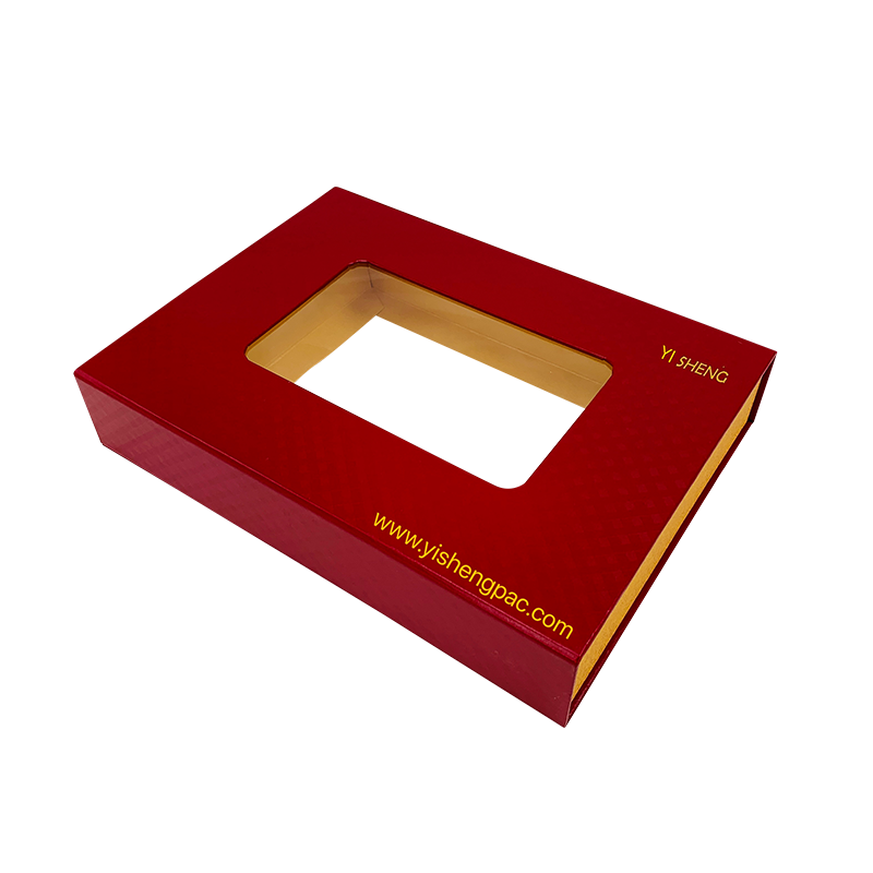 Rote Geschenkbox Folie Impressum Logo PVC Fenster