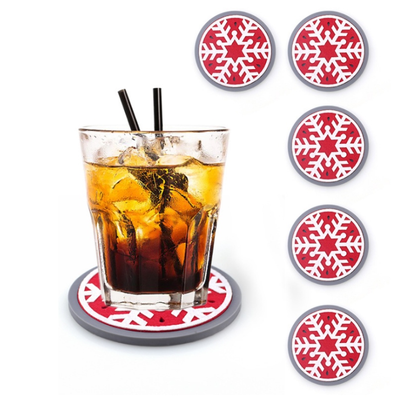 10 runde verdickte Weihnachtsfilz Untersetzer