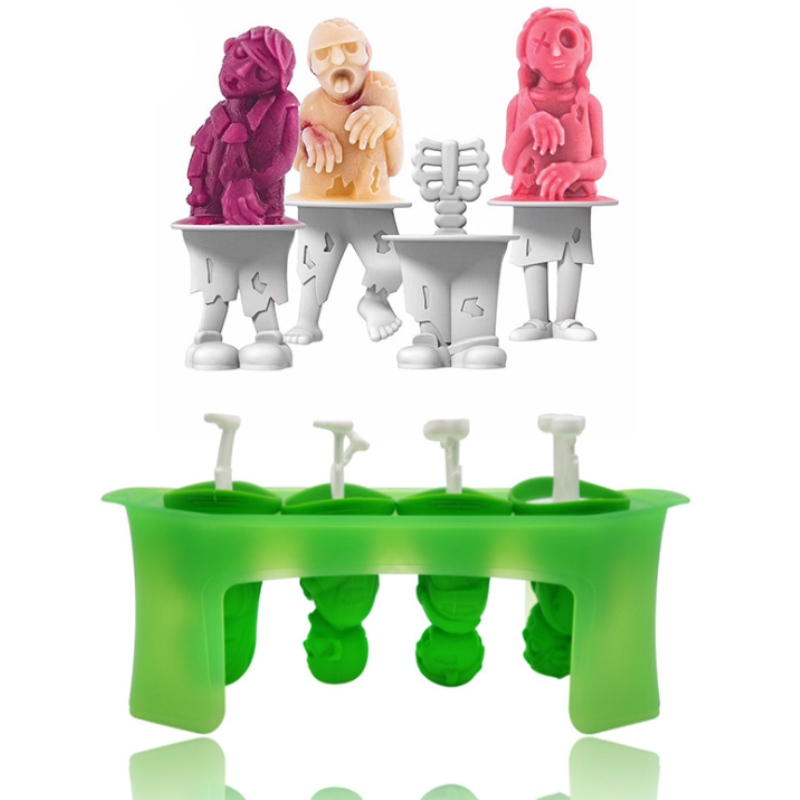 Neues Schädeleis Modell Wildmann Zombie Modell Silikon Eis am Stiel mit Halterung DIY Hand Eisform