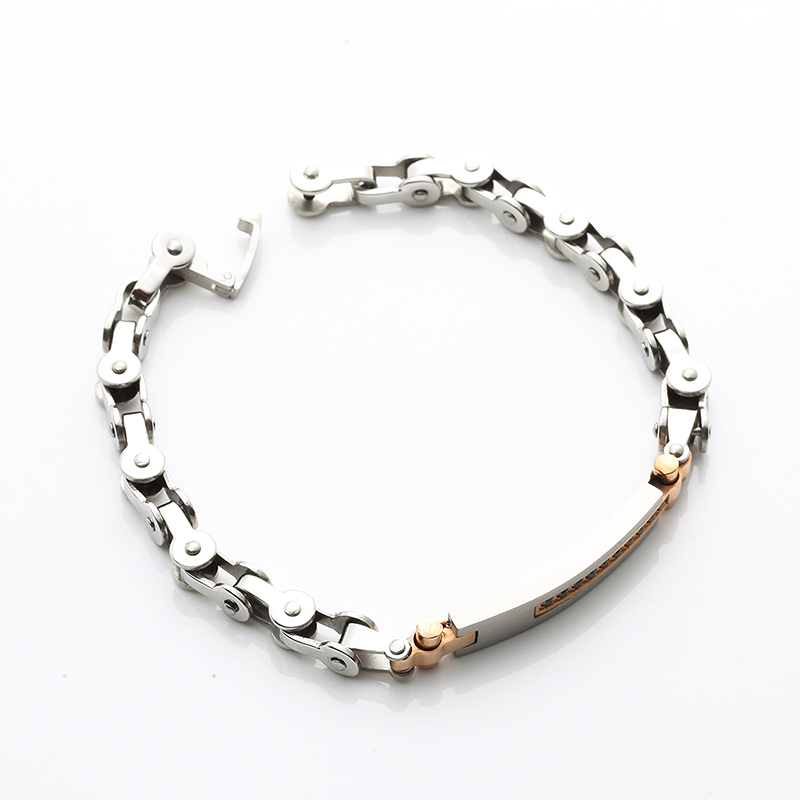 Zweifarbiges Armband aus 18 Karat Roségold mit Edelstahl CNC CZ Stone Fashion Bracelet