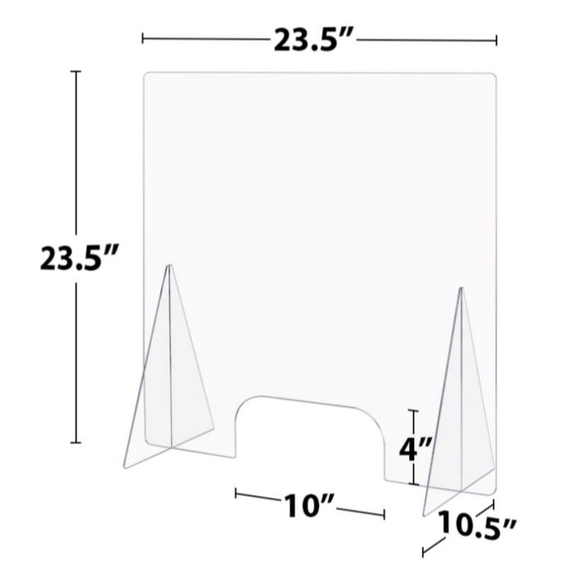 Economy Countertop Sneeze Guard mit Durchgangsöffnung 23.5