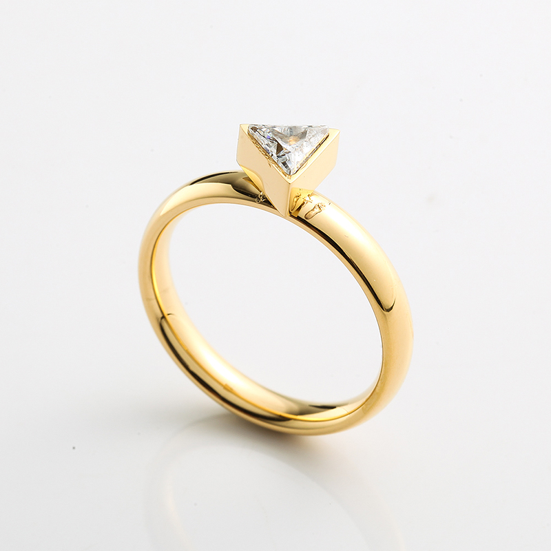 Damen Edelstahl Ring Gold \/ Roségold \/ Silber Ring CZ Stein Ring