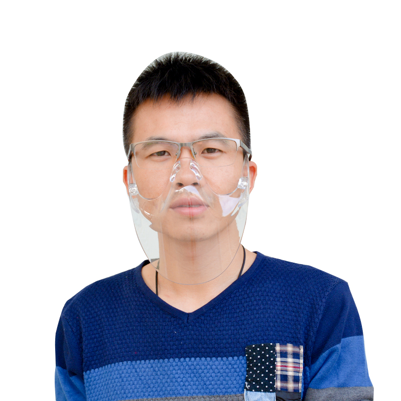 Transparente klare Gesichtsschutzfolien Kunststoff-Mundabdeckung Anti-Splash Fashion Face Screen Shield Faceshield
