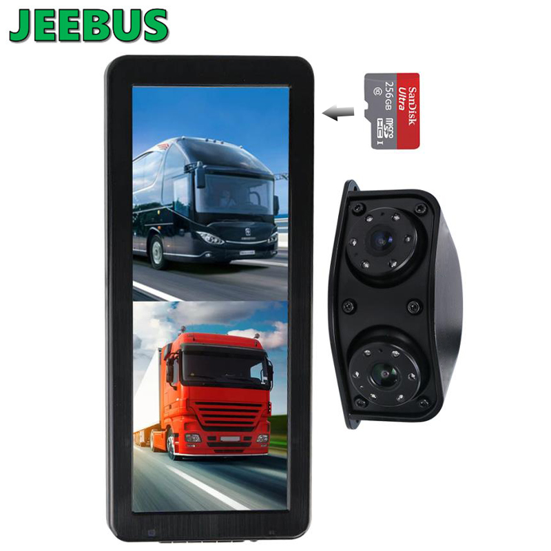 HD wasserdichte Nachtsicht-Rückfahrkamera AHD Dual Video Dash Cam Spiegel DVR-Monitorsystem für Bus