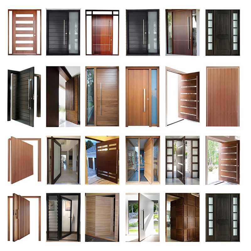 Günstige Main Carving Design Solid Double Doors Eingang Home Door Customized Sliding Main Teak mit Glas- und Holztür Eingang Double Wooden Doors neue Einstellungen Design Massive Pivot Haupteingang Holz