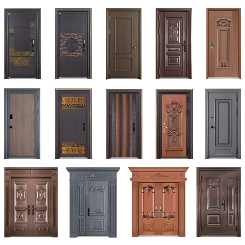 Stahl Double Door Design Chinese Factory Gate Special Design Embossed Door Skin Metal Sheet Colored Stainless Steel Main Doors High Quality Cold Rolled Special Embossed Skin Water Proof Panel Farbige Edelstahl Sicherheitstür Grill Design