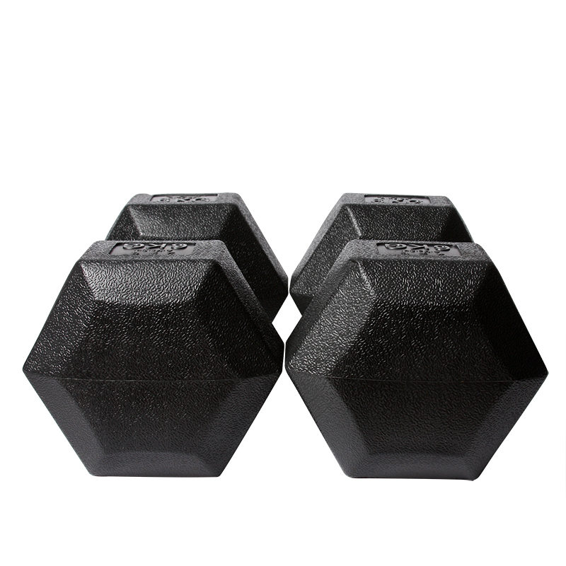 Gummibeschichtet Solid Steel Hexagonal Dumbbell