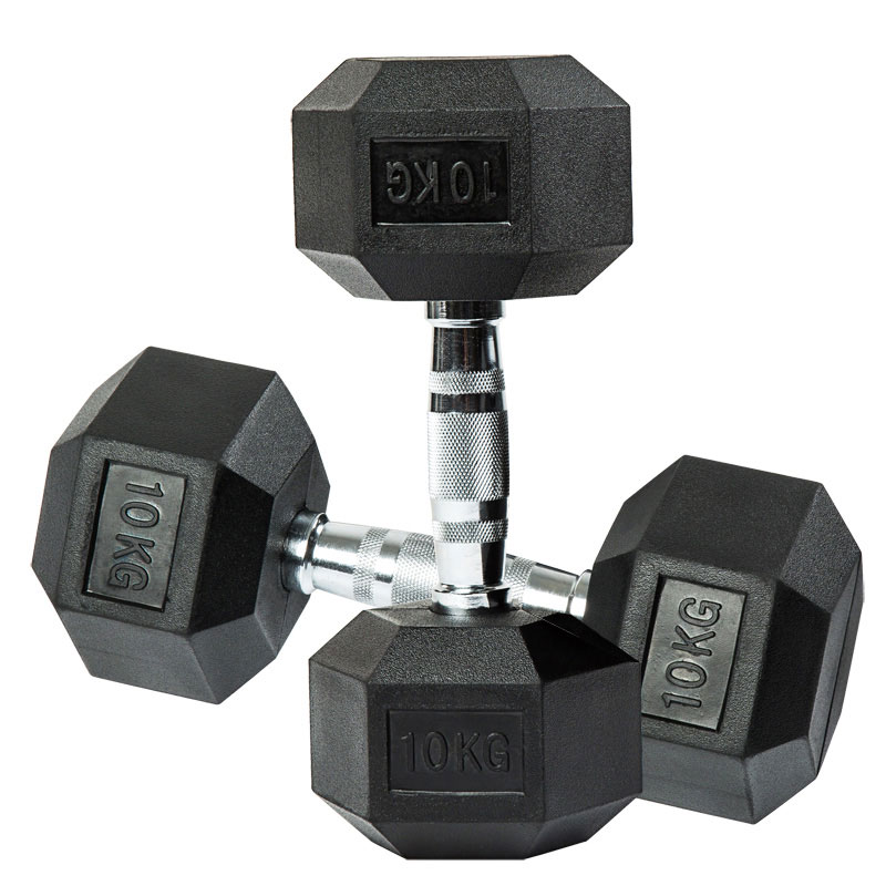 Gummibeschichtet Solid Steel Hexagonal Dumbbell