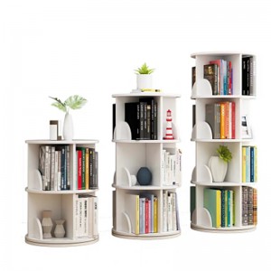 TMJ-2050 Custom Modern Home Wood White Revolving Storage Halter Racks Rotation Book Shelf