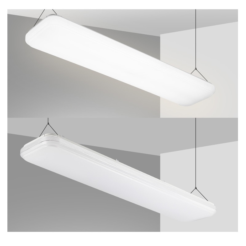 4FT LED Commercial Wrapper Shop Light Fixture 60W Low Bay Linear Flushmount Office Ceiling [4 Lampe 32W Fluorescent Äquivalent] 5000K Daylight White ETL Listed