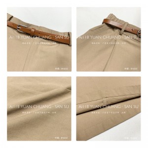 Locker sitzendes Design Minimalistischer gerader Stil Lässig Einfarbiger Midirock 16532 aus einfarbiger Baumwolle und Leinen