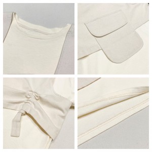 Locker sitzendes Design Minimalistischer runder Kragenstil Genähter Ärmelstil Lässig Einfarbige T-Shirts aus Baumwolle und Leinen in Übergröße nach Maß 19527 T-Shirts + Westen