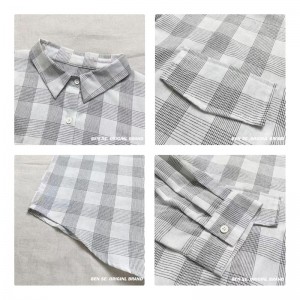 Loose-Fitting Design Minimalist Stylish Casual Solid color Stripped Checked oversizized custom 17799 Loose Checked Shirt