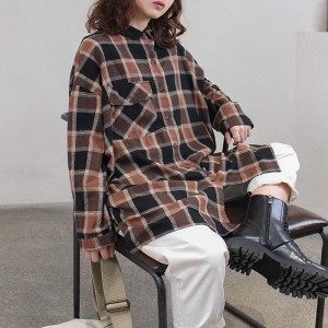 Loose-Fitting Design Minimalist Stylish Casual Solid color stripped Überprüfte Oversize custom 17853 Loose Checked Shirt