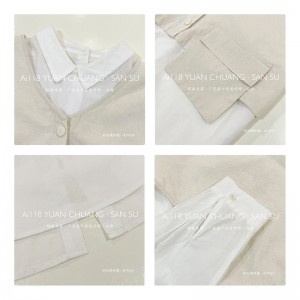 Loose-Fitting Design Minimalist Stylish Casual Solid color Stripped Überprüfte überdimensionierte kundenspezifische 19550 Lose Shirt + Weste