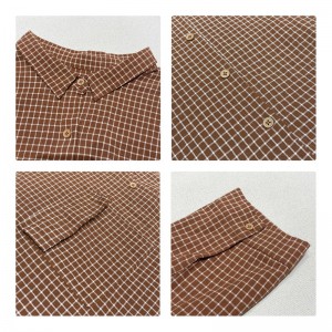 Loose-Fitting Design Minimalist Stylish Casual Solid color Stripped Checked oversizized custom 17836 Loose Checked Shirt