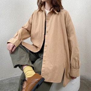 Loose-Fitting Design Minimalist Stylish Casual Solid color Stripped Überprüfte Oversize Custom 17757 Loose Shirt