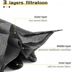 3-fache schwarze Einwegmaske