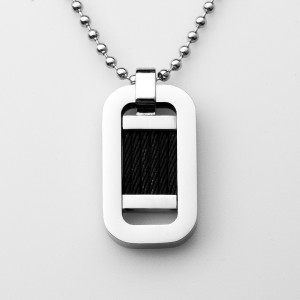 Großhandel Edelstahl zweifarbige schwarze Stahldraht Anhänger Halskette