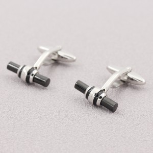 Zweifarbige schwarz überzogene Manschettenknöpfe für Männer aus Edelstahl als Geschenk