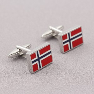 Modeschmuck Accessoire Emaille Manschettenknöpfe Norwegische Flagge Manschettenknöpfe