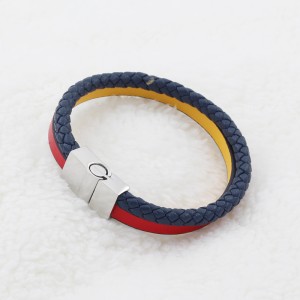 Mode Lederschmuck Echtes Leder Armband Muti-Layer Geflochtener Leder Armreif Edelstahl