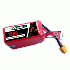 HD POWER 1300mAh 100C 6S 22,2V FPV Lipobatterie