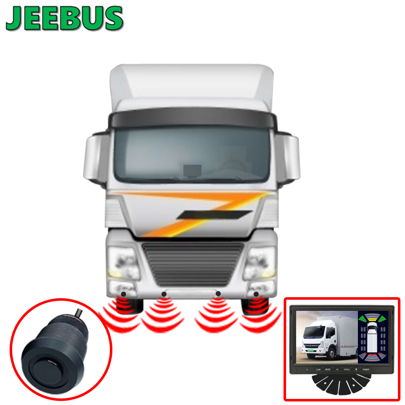 Fahrzeug LKW Rückfahrkamera Radar Blind Spots Erkennung Ultraschallsensoren Überwachungssystem Vorne Hinten Rechts Links Digitales Parksensor-Anzeigesystem