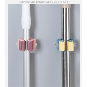 JASON Kunststoff flache Wandmontage Mopp Besenhalter Wandhalterung, Neue leistungsstarkenahtlose abnehmbare Wandmontage Mopp Clip