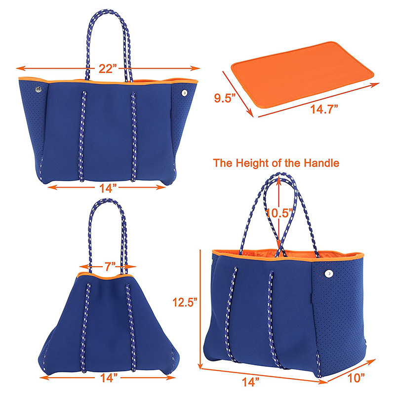 2021 Sommer Neue Design Neopren-Strandtasche Große Kapazität Neopren-Perforierte Neopren-Taschen-Tasche