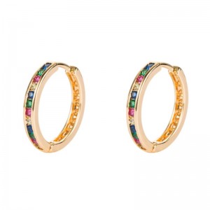 Ins europäische und amerikanische bunte Kreis-Ohrringe, kleine Kreis-Ohrringe, geometrische Ohrringe, weibliche Farbe Diamant Hip Hop Ohrringe Ohrringe