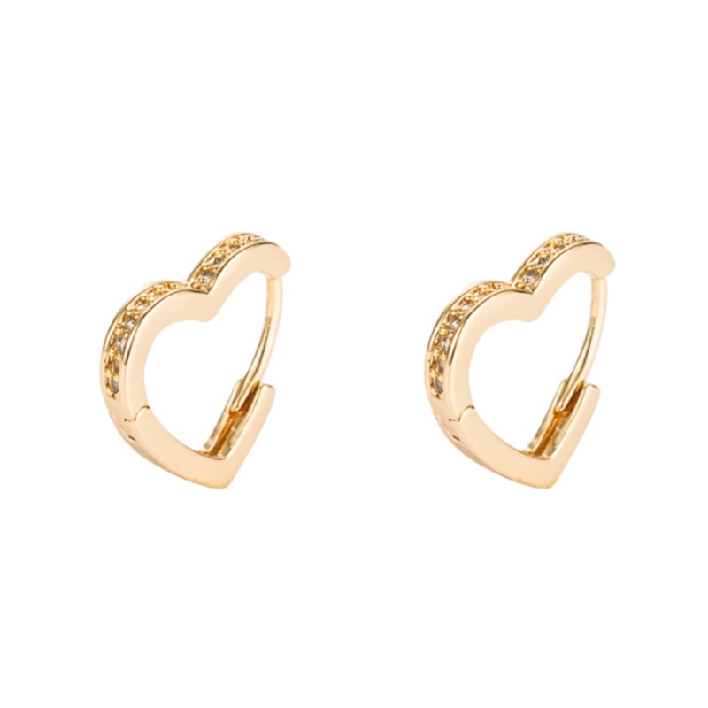 Ins grenzüberschreitende Quelle Koreanische Mode Ohrringe Messing Micro-Inline Zirkon Ohrringe Weibliche europäische und amerikanische Temperament Herzförmige kleine Ohrringe