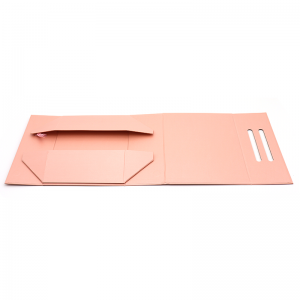 Benutzerdefinierte logo gedruckte faltpapier flache pack kosmetische geschenkverpackung rosa magnetische kästen mit griff