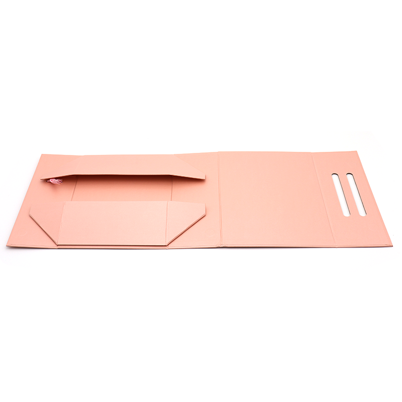 Benutzerdefinierte logo gedruckte faltpapier flache pack kosmetische geschenkverpackung rosa magnetische kästen mit griff