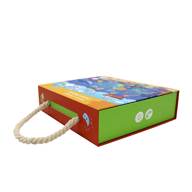 Großhandel benutzerdefinierte logo Recycelte Spielzeug Puzzle Karton Magnetische Klappengeschenk-Verpackungskasten mit Griff