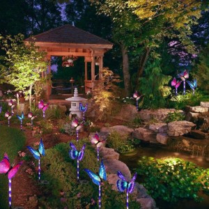 Multi-Farbwechsel-LED-Garten Solarlichter Faseroptik Schmetterling Dekorative Lichter Garten Solar-Stakellights