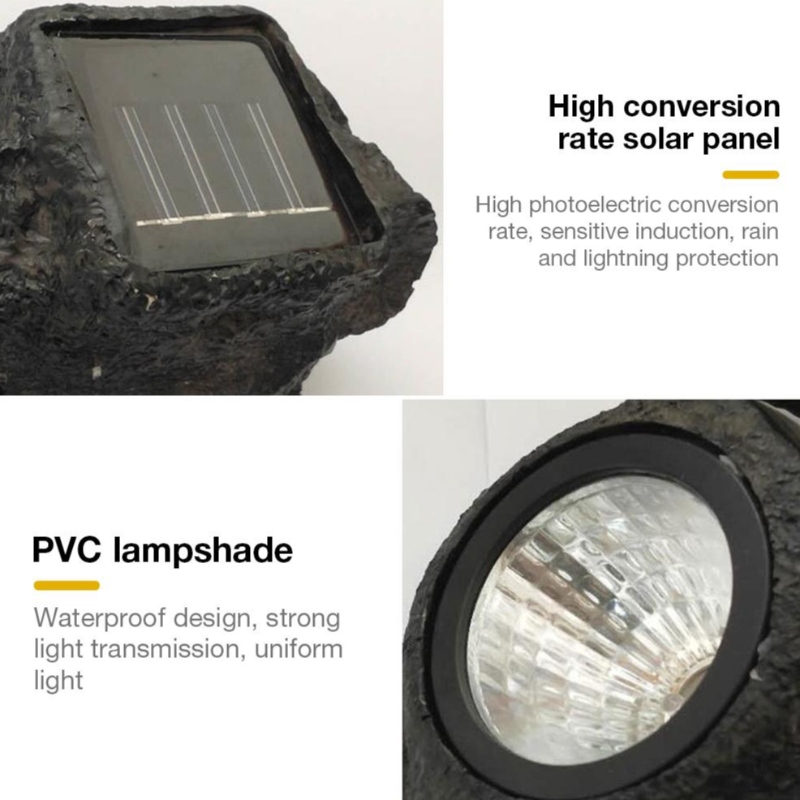 Outdoor LED Felsige Lampe 4 LED Solar Landschaft Stein Garten Rasenlicht